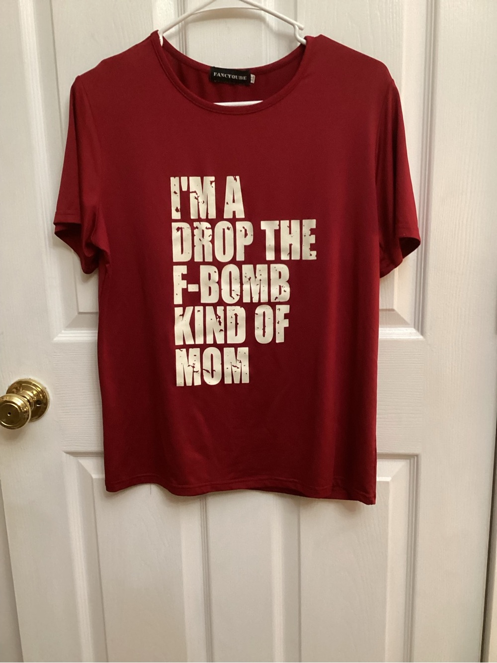 Maroon Graphic Tee with Bold White Text